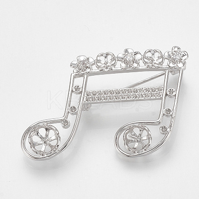 Brass Brooch Rhinestone Settings KK-T027-11P-1