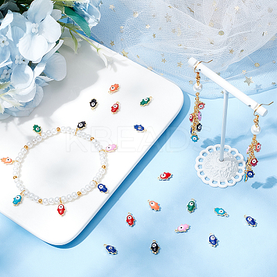 56Pcs 7 Colors Brass Enamel Pendants KK-SC0003-53-1