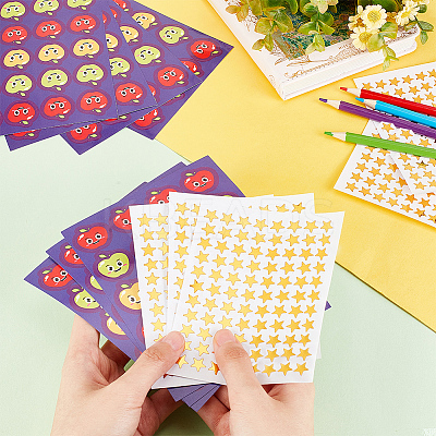 80 Sheets 2 Styles Self-Adhesive Teacher Reward Paper Stickers STIC-OC0001-01-1
