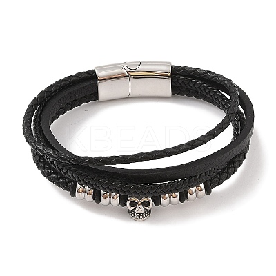 Braided Microfiber Leather Multi-strand Bracelets BJEW-B096-08D-1