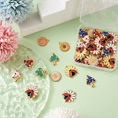 50Pcs 10 Style Rack Plating Alloy Enamel Pendants ENAM-SW0001-02-1
