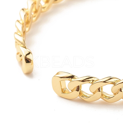 Brass Curb Chain Shape Open Cuff Bangle for Women BJEW-B054-38G-1
