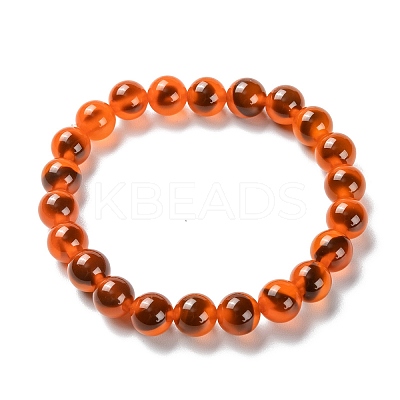 Unisex Natural Sugar Heart Agate Beaded Stretch Bracelets LS-BJEW-K097-01A-03-1