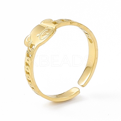 Ion Plating(IP) 304 Stainless Steel Open Cuff Ring for Women RJEW-C060-39G-1