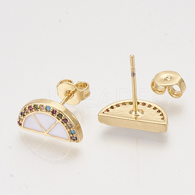 Brass Cubic Zirconia Stud Earrings EJEW-S201-172C-1