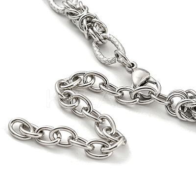 Non-Tarnish 304 Stainless Steel Byzantine Chain Necklaces NJEW-P285-03P-1