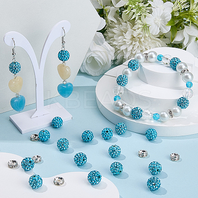 DIY Round Polymer Clay Rhinestone & Rhinestone Rondelle Spacer Beads Jewelry Making Findings Kits DIY-SC0027-50C-1