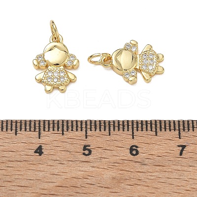 Brass Micro Pave Clear Cubic Zirconia Pendants CU-CBA9AFC-01G-29-1