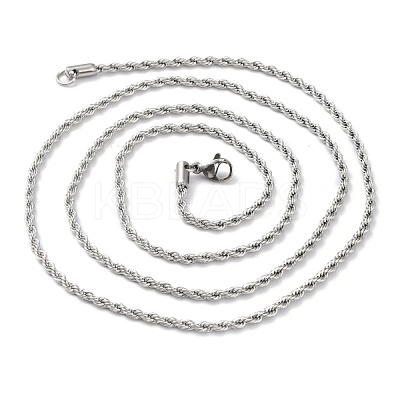 Non-Tarnish 304 Stainless Steel Rope Chain Necklaces NJEW-I245-01A-P-1