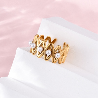 Stainless Steel Adjustable Cuff Rings for Women LS-RJEW-B126-02G-1