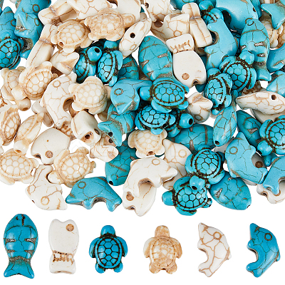 120Pcs 6 Styles Synthetic Turquoise Beads Strands G-SC0002-85-1