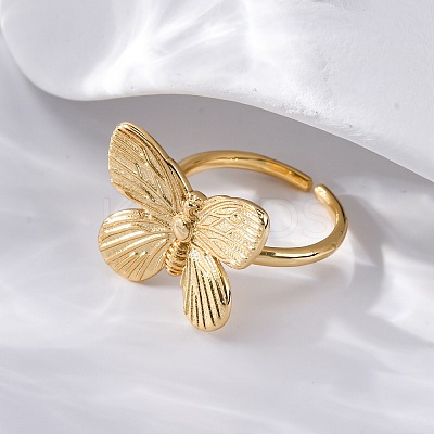 Brass Open Cuff Rings for Women RJEW-G341-04G-02-1