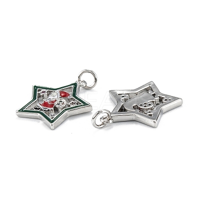 Christmas Themed Brass Micro Pave Cubic Zirconia Pendants X-ZIRC-L101-05P-1