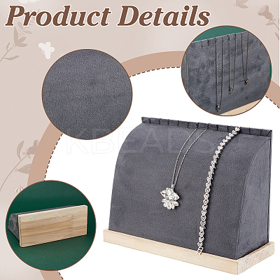 Wood Slant Back Necklaces Storage Rack NDIS-WH0001-16A-1