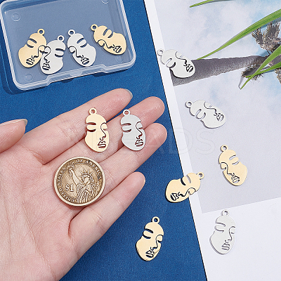 12Pcs 2 Colors 304 Stainless Steel Pendants STAS-UN0028-61-1