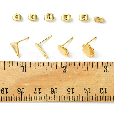 16Pcs 4 Styles 201 Stainless Steel Stud Earring Findings with Hole EJEW-FS0001-15-1