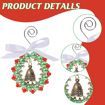 Christmas Wreath Acrlic & Glass Pendant Decorations PALLOY-GO00036-1