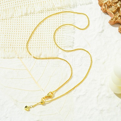 1mm Rack Plating Brass Box Chain Adjustable Slider Necklaces for Women Men MAK-L044-08G-1