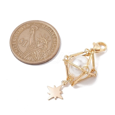 Brass Shell Pearl Pendant Decorations HJEW-JM01816-03-1