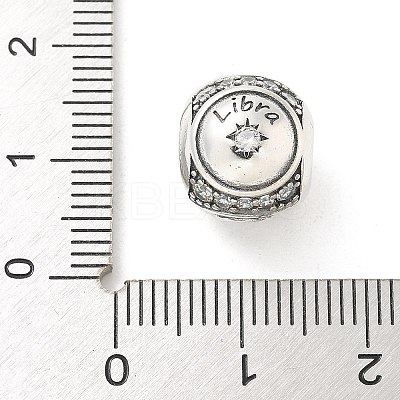 Brass Clear Cubic Zirconia European Beads FIND-M049-01AS-12-1