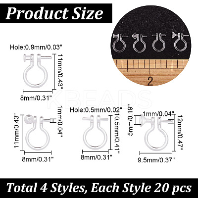 80Pcs 4 Styles Plastic Clip-on Earring Findings KY-AR0001-29-1