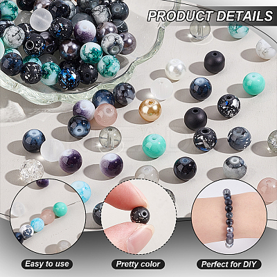 Transparent & Spray Painted Crackle & Imitation Jade Glass Beads GLAA-PH0003-47H-1