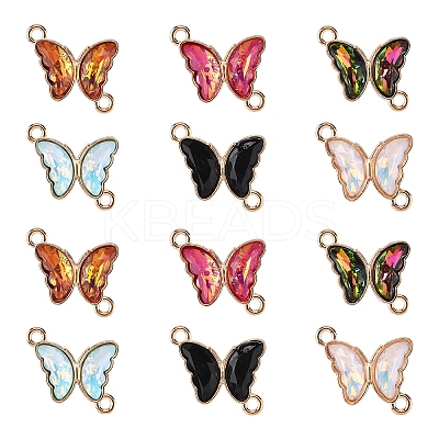 24Pcs 6 Colors Alloy Glass Connector Charms FIND-FS0003-51-1