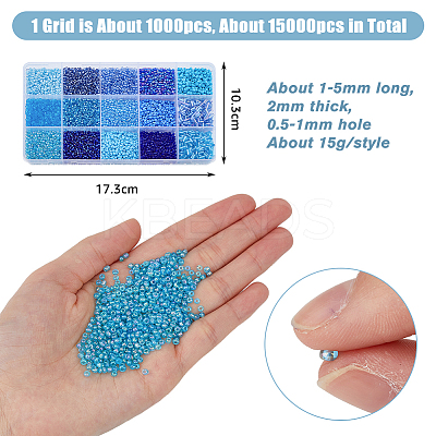225g 17 Style Glass Seed Glass Bugle & Round Beads SEED-DC0001-02B-1