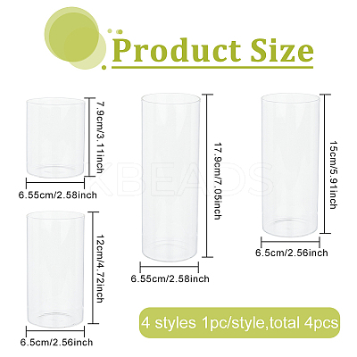 4Pcs 4 Styles Column Glass Vase Ornaments GLAA-BC0001-23-1