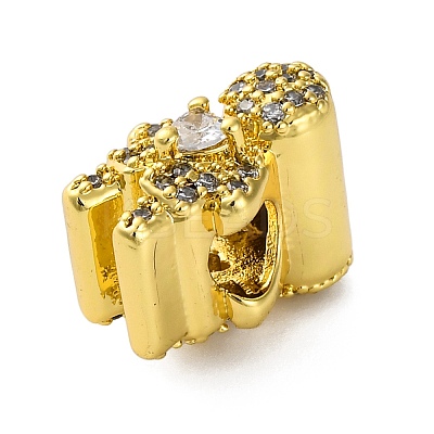 Rack Plating Brass Micro Pave Cubic Zirconia European Beads KK-Z081-07-1