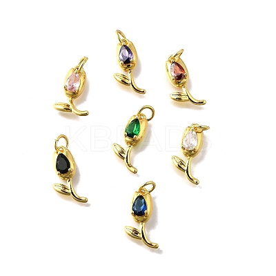 Brass Micro Pave Cubic Zirconia Pendants KK-Z102-01G-01-1