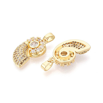 Brass Micro Pave Clear Cubic Zirconia Pendants KK-N259-11G-1