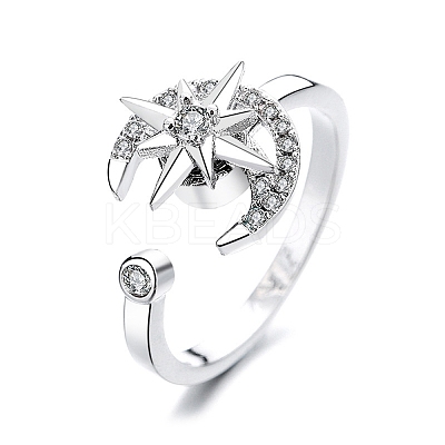 Cubic Zirconia Rotating Open Cuff Ring MATO-PW0001-061P-05-1