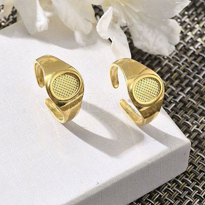 Oval 304 Stainless Steel Cuff Rings for Women RJEW-M019-29G-1