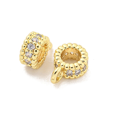Brass Micro Pave Clear Cubic Zirconia Pendants KK-Z044-08G-1