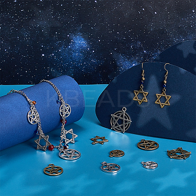 60Pcs 10 Style Tibetan Style Alloy Pendants FIND-PH0009-15-1