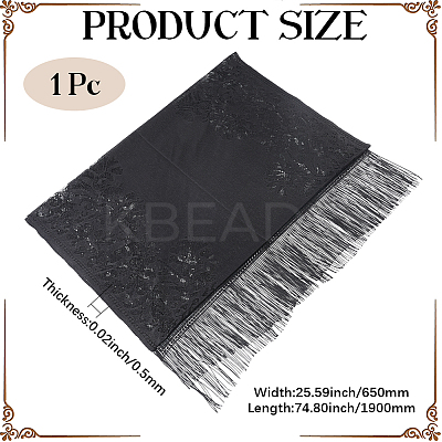 Polyester Lace Tassels Gauze Scarf for Women AJEW-WH20077-040B-1