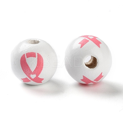 Printed Wood European Beads WOOD-Z002-05-1