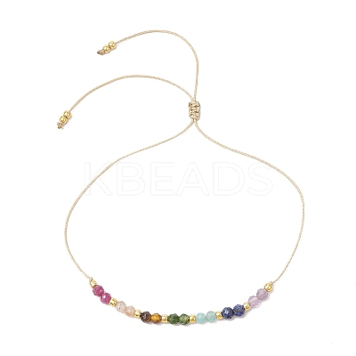 Chakra Theme Adjustable Natural Mixed Gemstone Braided Bead Bracelets for Women BJEW-JB11618-01-1