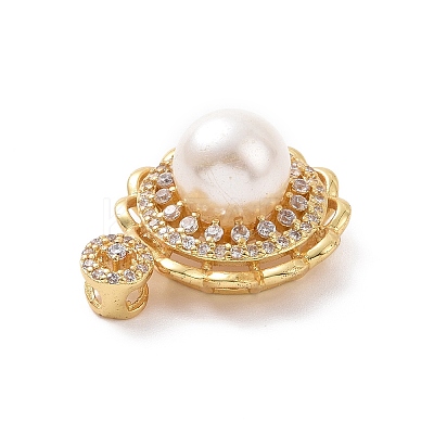 Eco-friendly Rack Plating Brass Micro Pave Cubic Zirconia Pendants KK-F843-16G-1