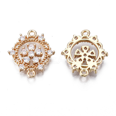 Brass Micro Pave Clear Cubic Zirconia Links Connectors KK-S359-148-RS-1