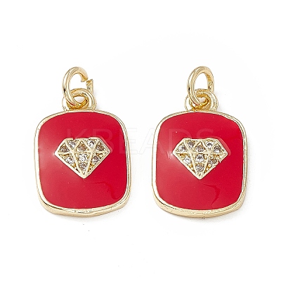 Brass Micro Pave Cubic Zirconia Charms KK-E068-VB442-2-1