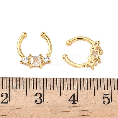 Brass Pave Clear Cubic Zirconia Circular/Horseshoe Barbell Nose Rings EJEW-D337-18A-G-1