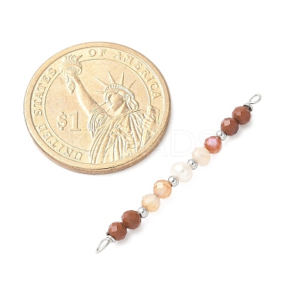 Faceted Round Natural Mixed Gemstone & Potato Natural Cultured Freshwater Pearl Beaded Connector Charms PALLOY-JF03532-1