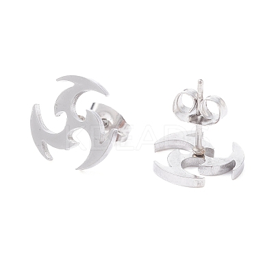 Non-Tarnish Windmill 304 Stainless Steel Stud Earrings for Women EJEW-Z017-06P-1