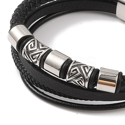 Braided Microfiber Leather Multi-strand Bracelets LS-BJEW-B096-07C-1