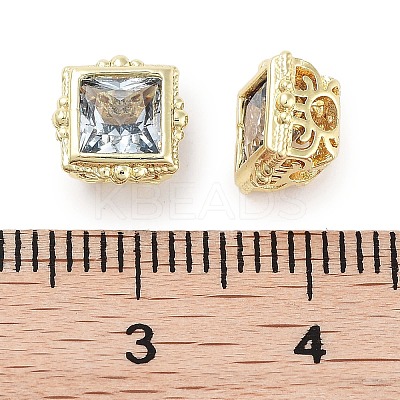 Brass Micro with Single Light Sky Blue Zirconia Beads KK-C051-31G-1