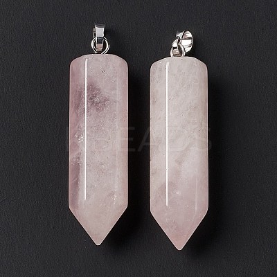 Natural Rose Quartz Double Terminated Pointed Pendants G-G926-01P-08-1