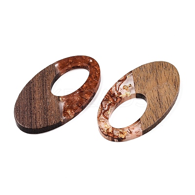 Transparent Resin and Walnut Wood Pendants RESI-T057-02C-1