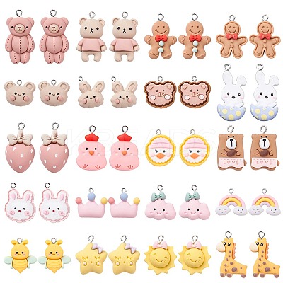 40Pcs 20 Style Opaque Resin Pendants RESI-SZ0002-70-1